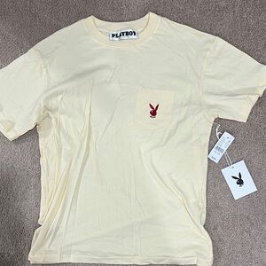 PLAYBOY Light Cream Short Sleeve Tee size Small